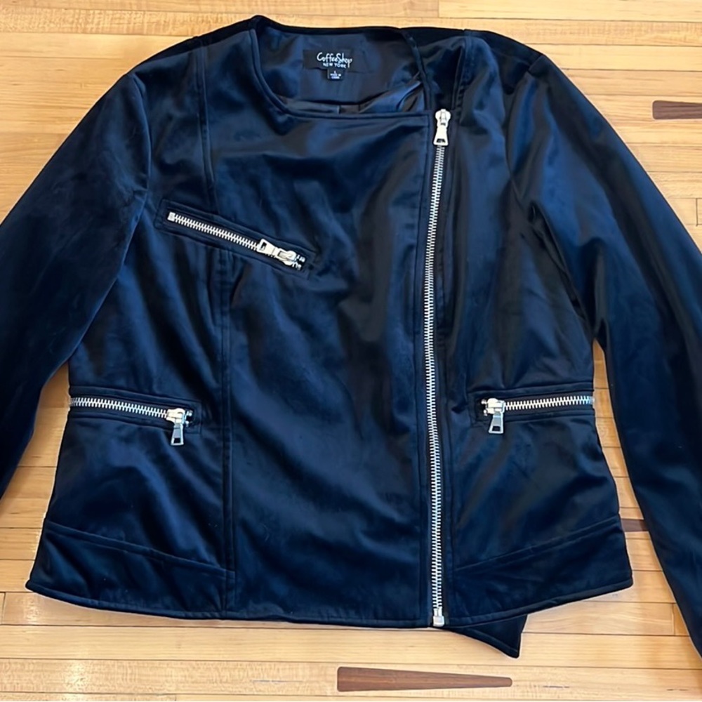 Coffee Shop Black Moto Velour Jacket